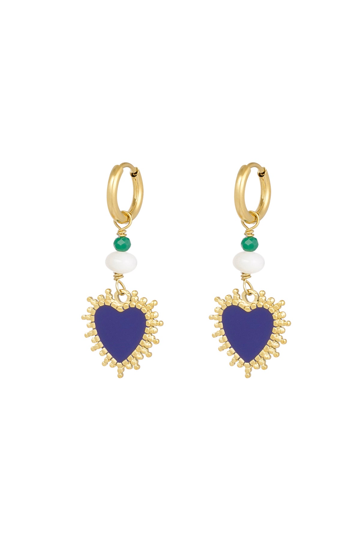 Oorbellen met hart blauw
