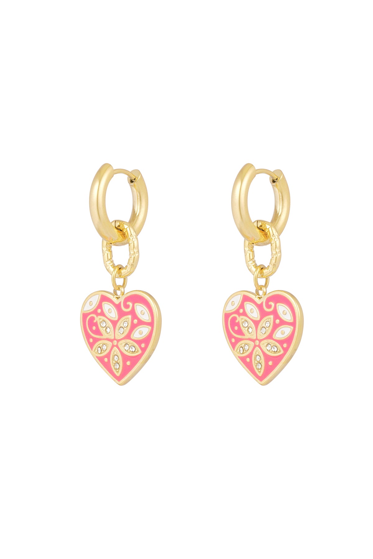 Oorbellen met roze hart