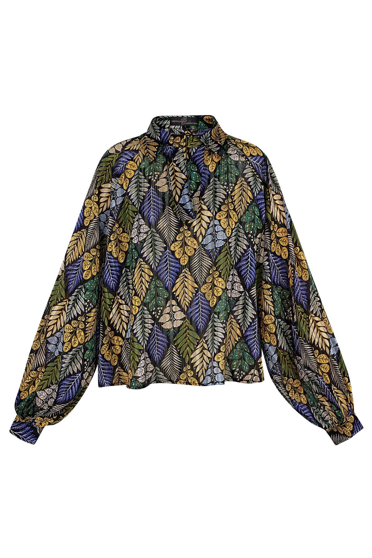Blouse autumn print green multi