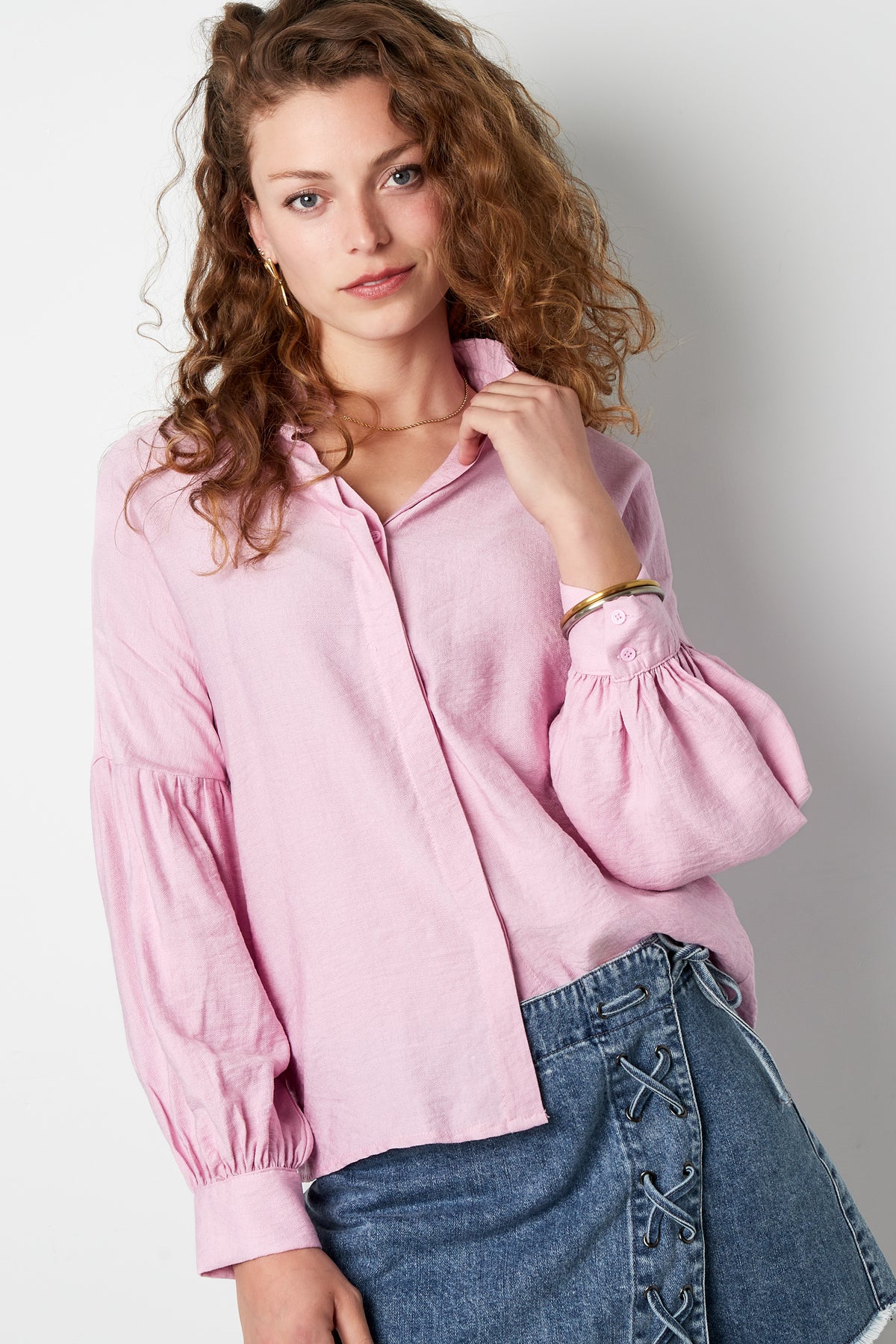 Blouse love roze