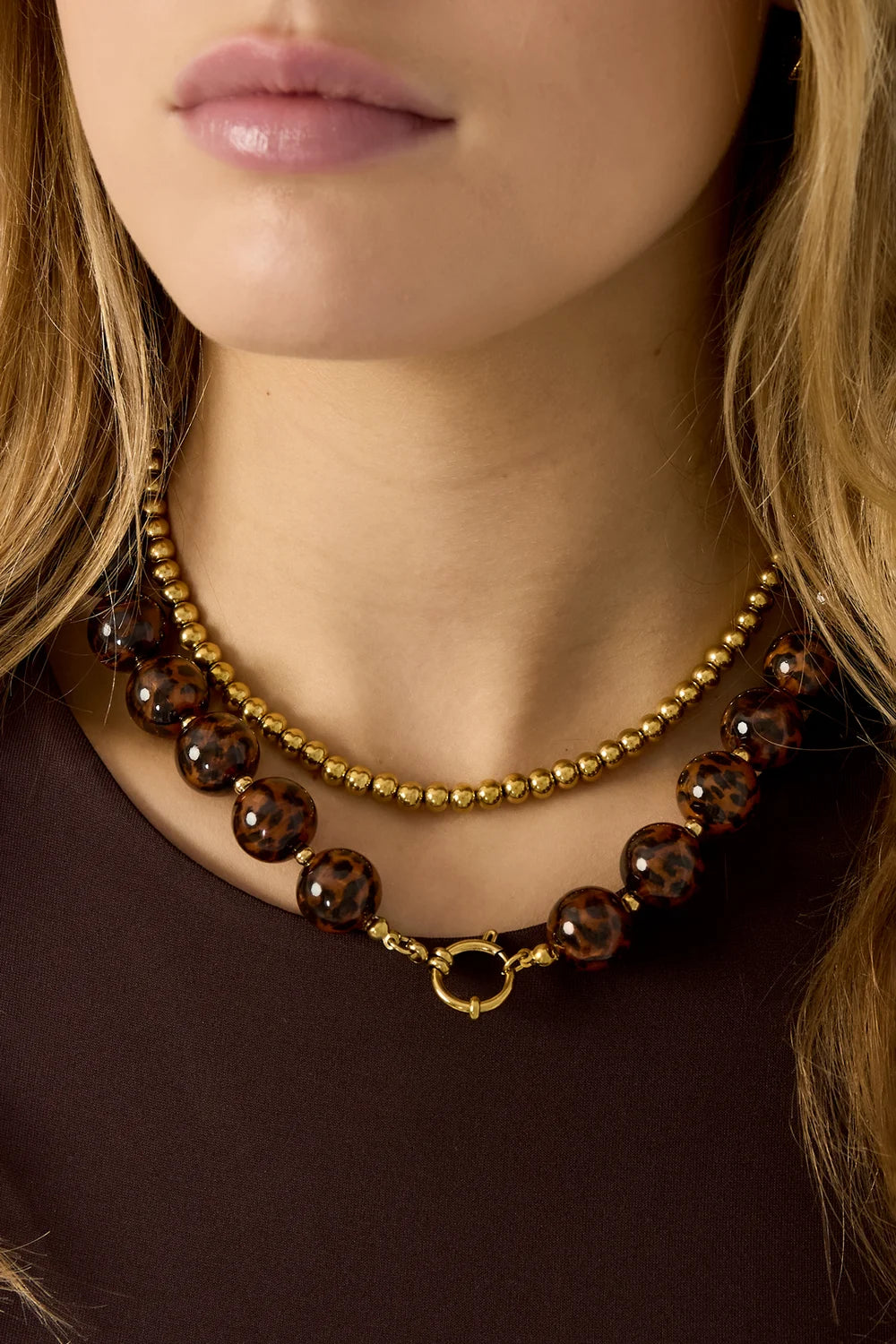 Ketting kralen panterprint