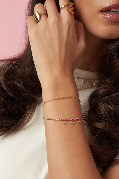 Armband duo hartjes en bolletjes