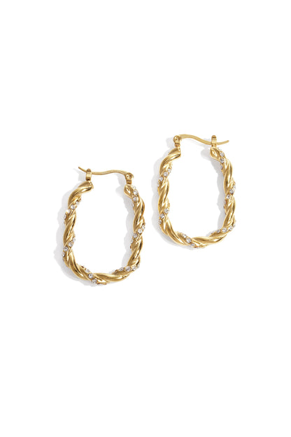 Oorbellen twisted sparkle hoop