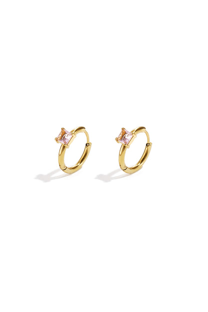 Oorbellen roze diamantjes