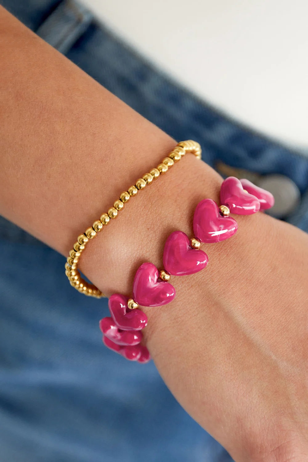 Armband kralen hartjes